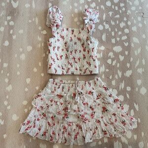 Flowers by Zoe White Floral Two-Piece Girls Matching Set